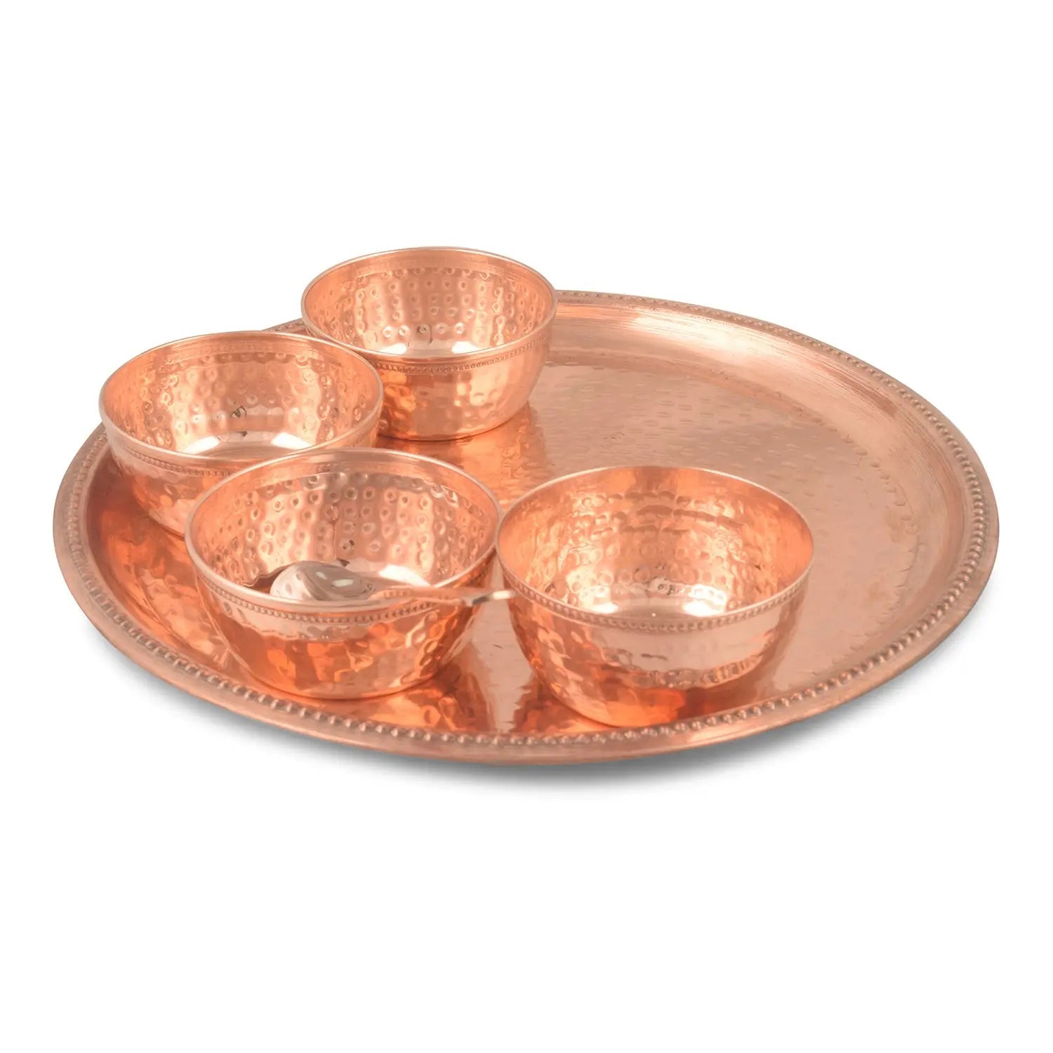Pure Copper Plate Set 6 Pcs W/O Glass Hammered Design - CROCKERY WALA AND COMPANY