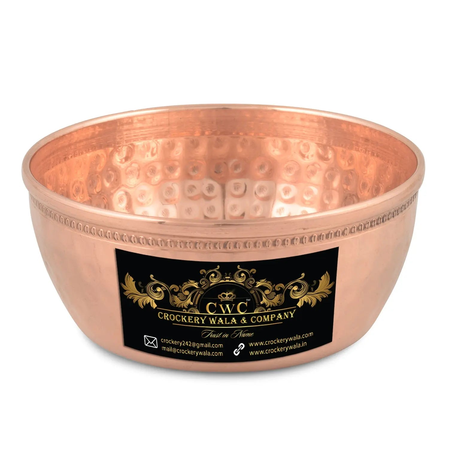 Pure Copper Plate Set 6 Pcs W/O Glass Hammered Design - CROCKERY WALA AND COMPANY