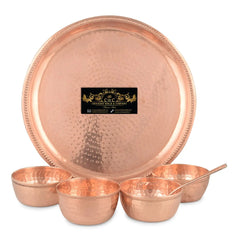 Pure Copper Plate Set 6 Pcs W/O Glass Hammered Design - CROCKERY WALA AND COMPANY