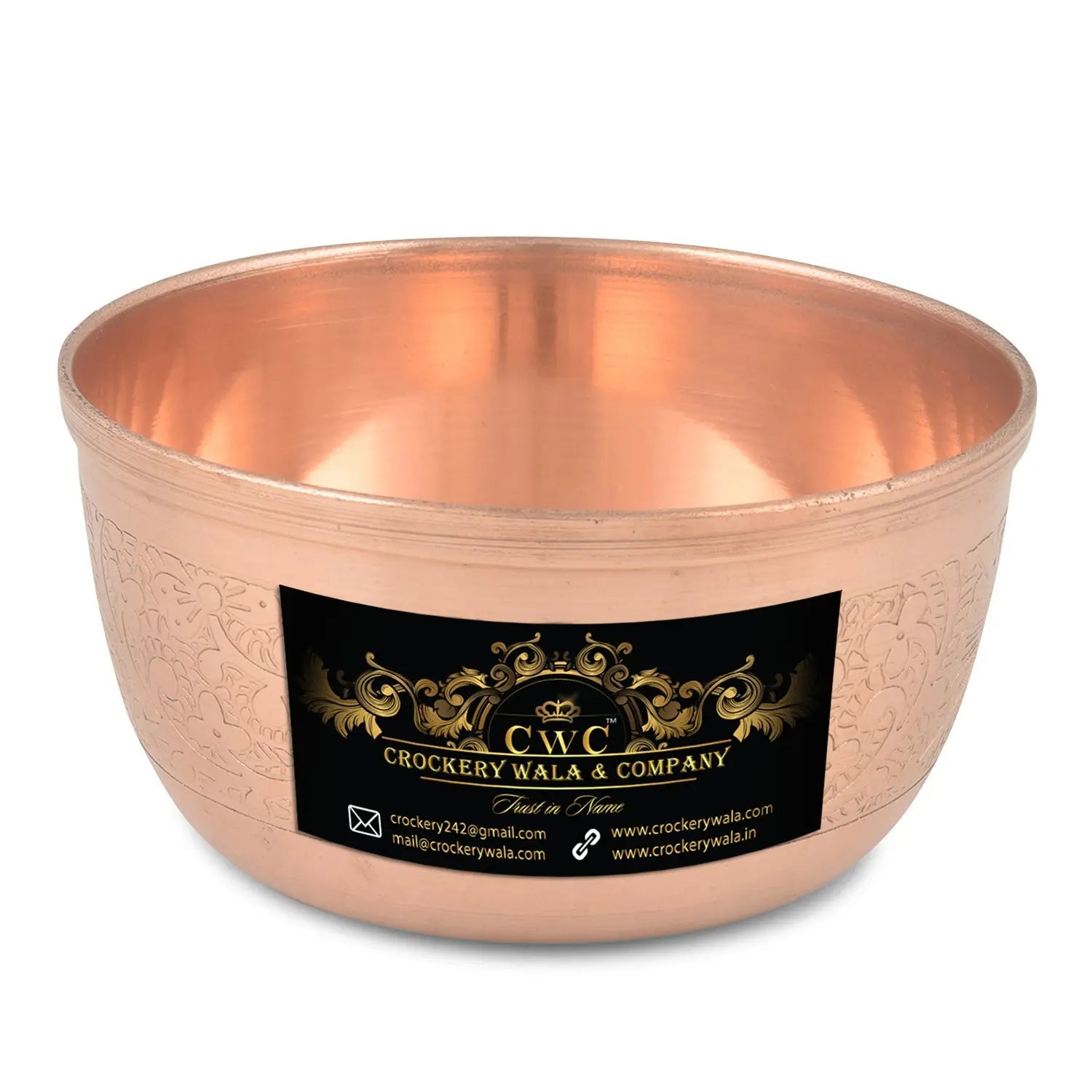 Pure Copper Plate Set Itching W/O Glass 5 Pcs Handmade - CROCKERY WALA AND COMPANY