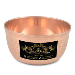 Pure Copper Plate Set Itching W/O Glass 5 Pcs Handmade - CROCKERY WALA AND COMPANY