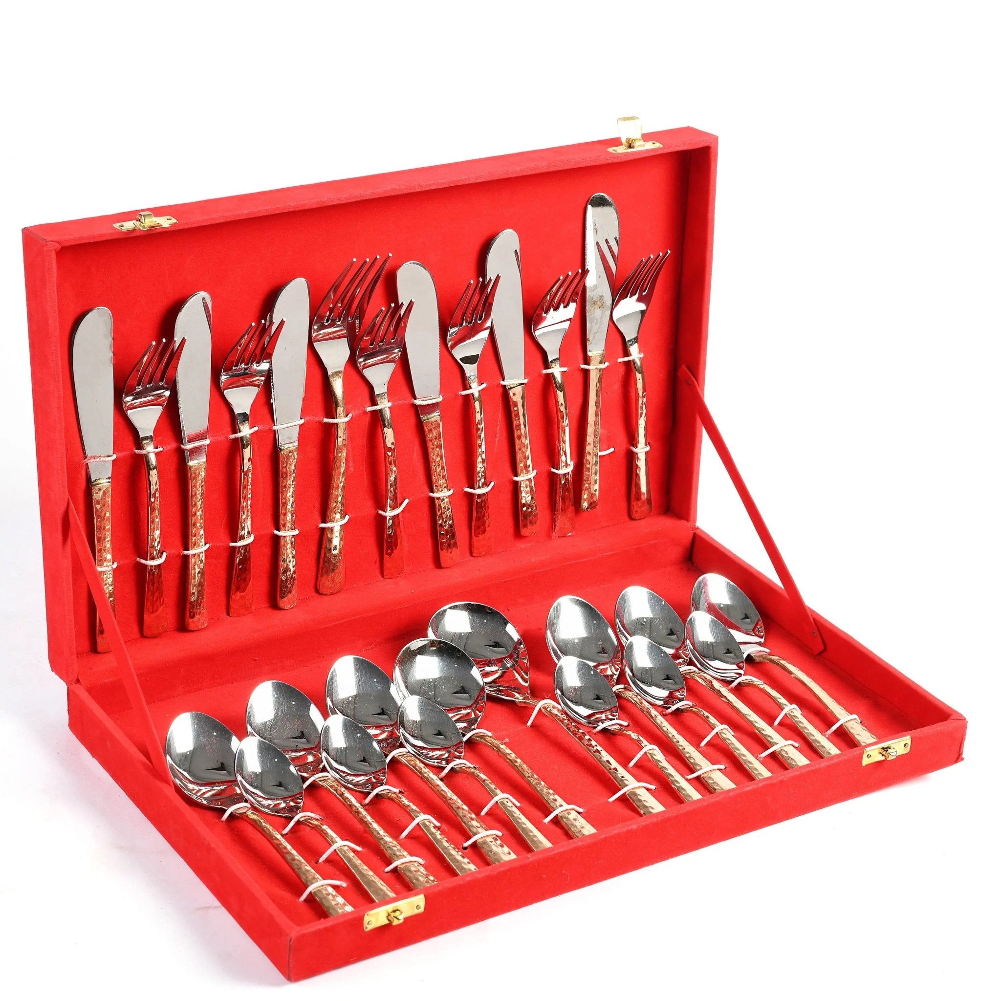 Pure Copper Steel Hammered Cutlery Set for 6 People - CROCKERY WALA AND COMPANY