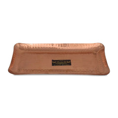 Pure Copper Tray Platter Plate Rectangle Hammered Design - CROCKERY WALA AND COMPANY