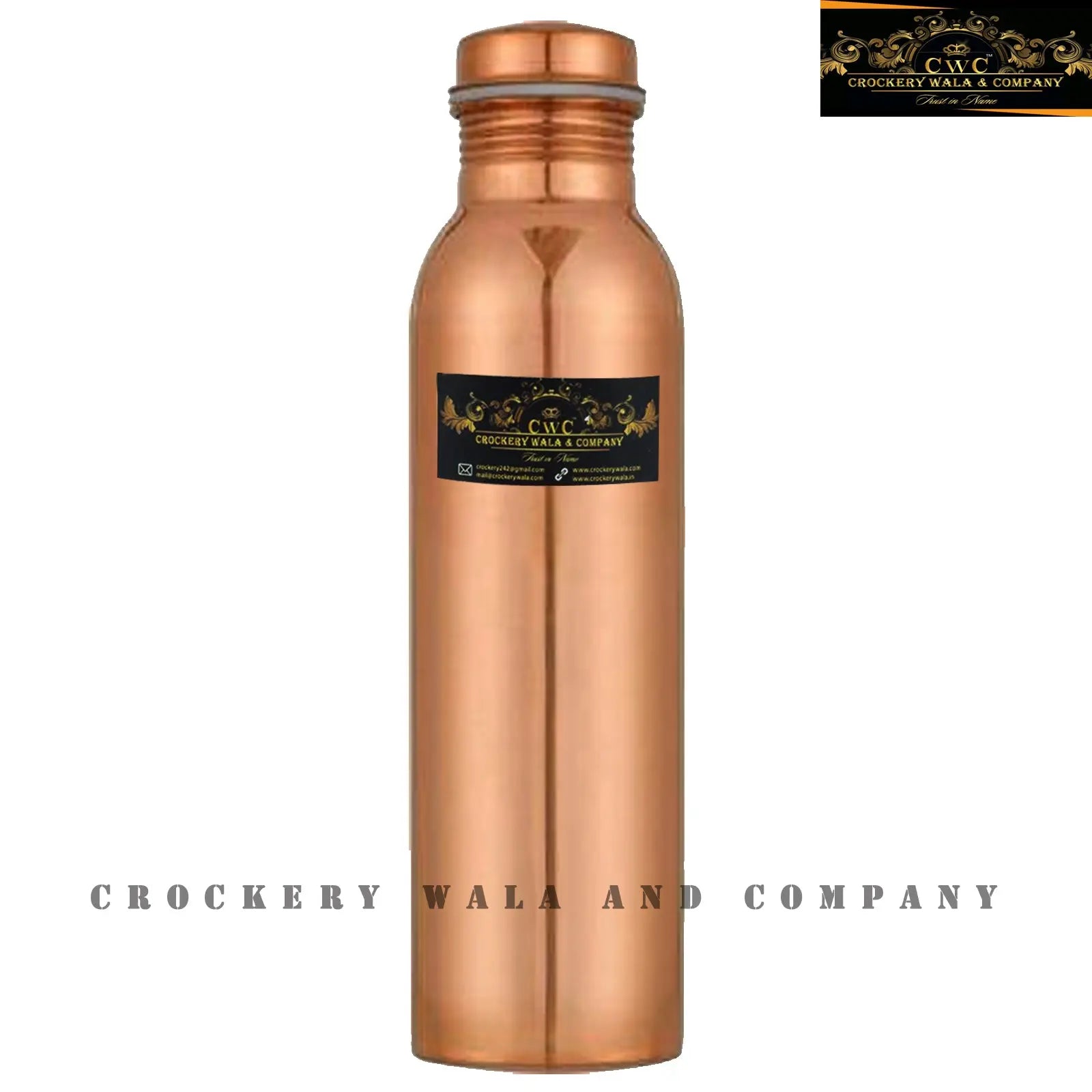 Crockery Wala And Company Pure Copper Water Jug Glass Bottle Set Combo Pure Copper Drinkware || 1 Jug, 1 Bottle, 2 Glass - CROCKERY WALA AND COMPANY 